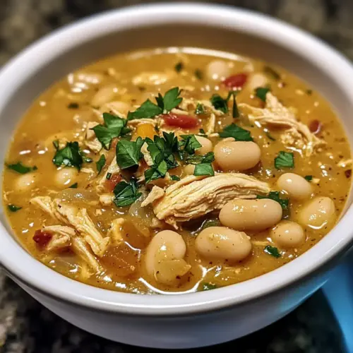 Crockpot gesundes weißes Hühnchen Chili für die ganze Familie